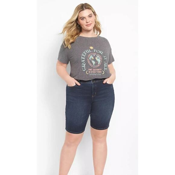 Lane Bryant Tighter Tummy High-Rise Bermuda Denim Short Size 26 PLUS - Picture 3 of 9